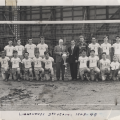 The 1947-48 National Junior Challenge Cup champion Lighthouse Boys Club Third Team at Holmes Stadium, home of the ASL's Philadelphia Nationals. Len is in the back row, second from the right. Photo: Courtesy of Len Oliver.