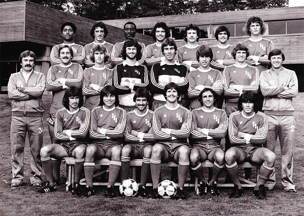 THe 1980 US team that defeated Mexico, 2-1, in Florida on Nov. 23, 1980. Moyers is top row, last on the right.