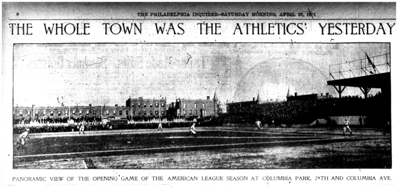 Columbia Ball Park. From the April 27, 1901 edition of the Philadelphia Inquirer