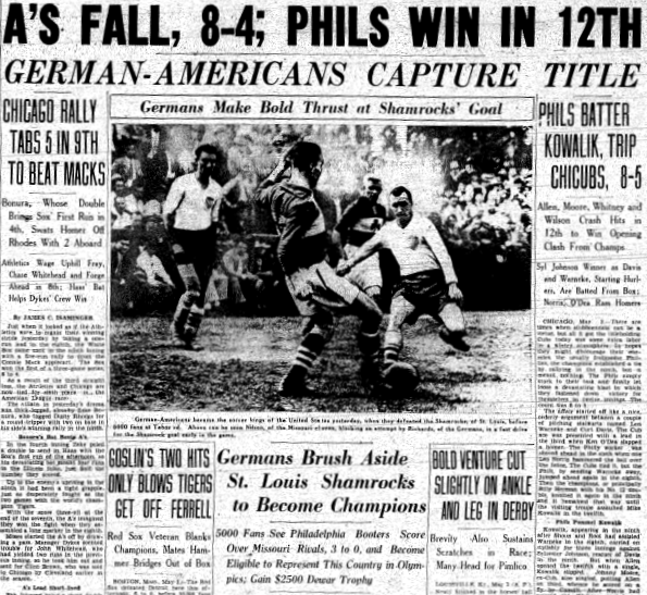 German Americans win 1936 National Challenge Cup. From the May 4, 1936 edition of the Philadelphia Inquirer.