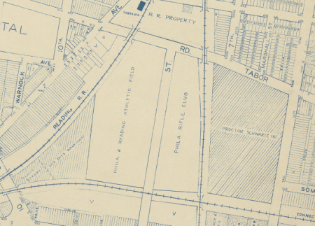 The Philadelphia German Americans grounds at Eight and Tabor. Detail from 1942 Philadelphia Land Use map.