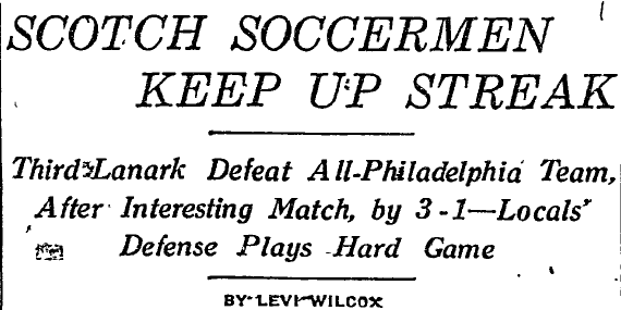 Headline of Philadelphia Inquirer match report, July 17, 1921.