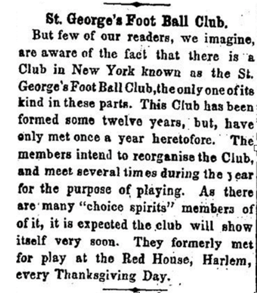 NYC Originals: Thanksgiving Games of the St. George’s Foot Ball Club