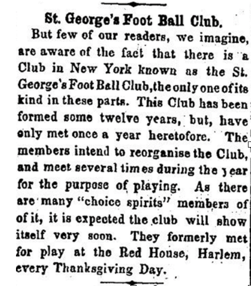 NYC Originals: Thanksgiving Games of the St. George's Foot Ball Club –  Society for American Soccer History