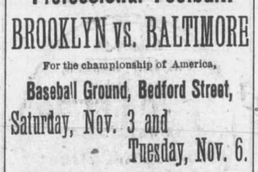 Professional soccer "For the Championship of America." Fall River Daily Herald, November 2, 1894.