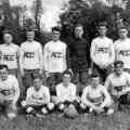 American Expeditionary Force Departure Center Le Mans soccer team, Standing (l-r) - Rebold, Yort, Daniels, Demmer, Murhemer, Cunat. Sitting (l-r) – Snedden, Gaidner, Callahan, Osbourne, McGraw. Image: Clyde Behrendt