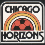 Chicago Horizons team logo with an orange and yellow rainbow and soccer ball