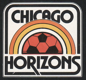 Chicago Horizons team logo with an orange and yellow rainbow and soccer ball