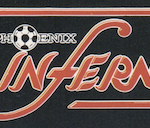 Logo for the Phoenix Inferno with a soccer ball and a sun