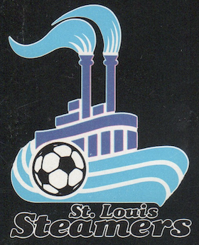 A blue ship with a soccer ball and the words St. Louis Steamers